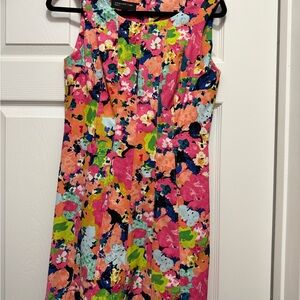 Jones New York Vibrant Floral Midi Dress - Pink and Blue